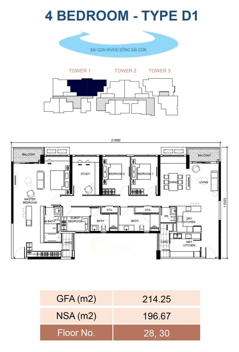 floor-plan-of-4-bedroom-apartment-with-an-area-of-​​​​over-200m2-q2-thao-dien