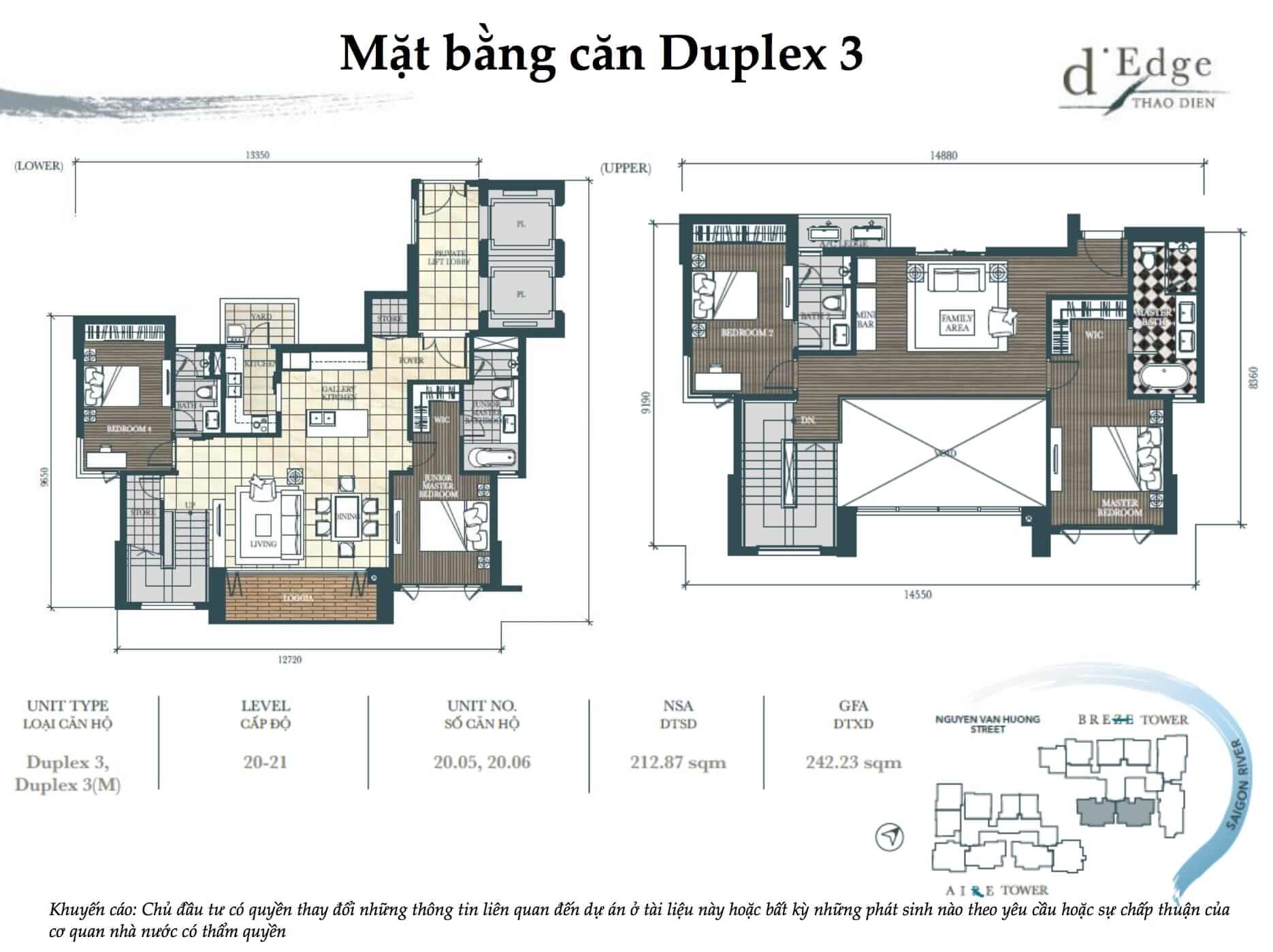 Mặt bằng căn hộ Duplex d'Edge Thao Dien quận 2