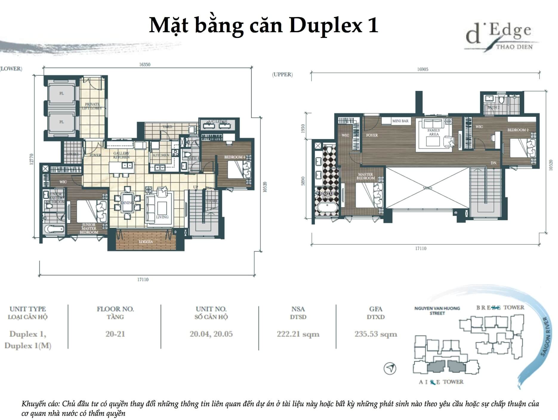 Mặt bằng căn hộ Duplex d'Edge Thao Dien quận 2